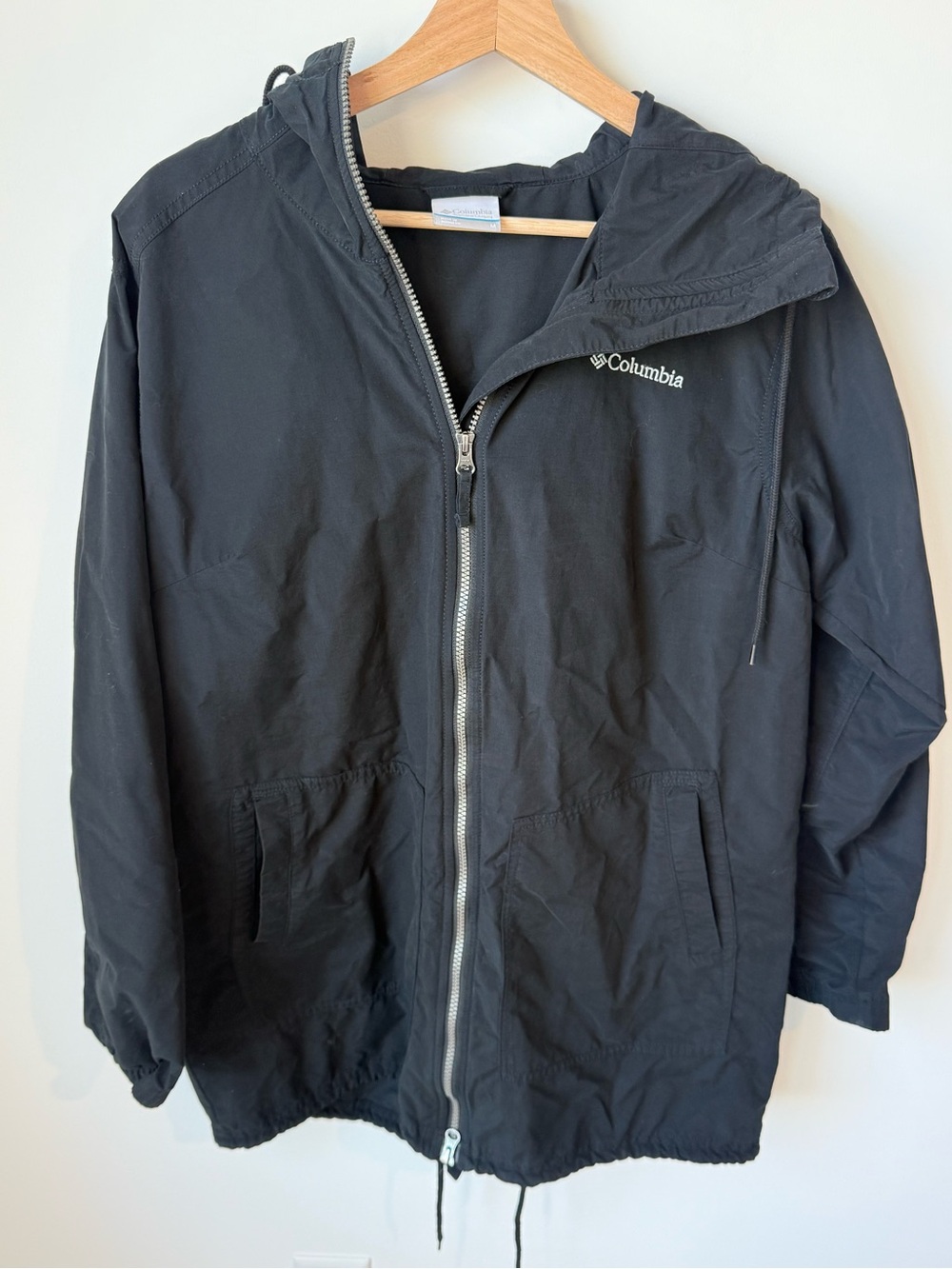 Columbia Women's Black Hooded Rain Jacket | M